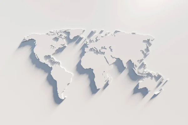 Extruded World map 3d render 