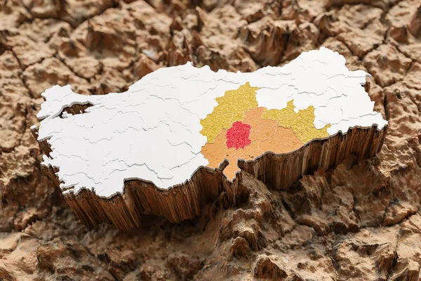 Map of earthquake in south east region of Turkey. 3D illustration