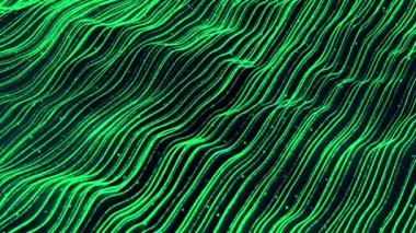 Futuristic digital line particle wave and lights background Green Lines Digital particle sciene cyber or technology background