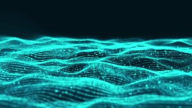 Futuristic digital line particle wave and lights background Green Lines Digital particle sciene cyber or technology background