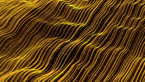 Futuristic Digital Line Particle Wave Lights Background Yellow Lines Digital — Vídeos de Stock