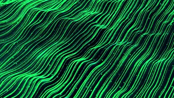 Futuristic Digital Line Particle Wave Lights Background Green Lines Digital — Stockvideo