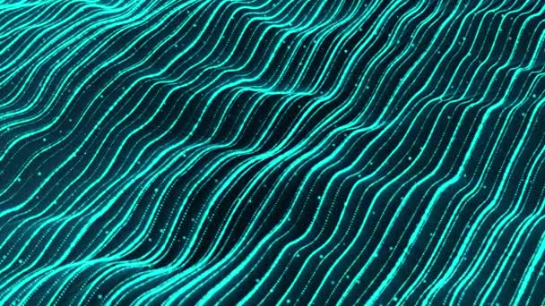 Futuristische Digitale Lijn Deeltjesgolf Verlichting Achtergrond Groene Lijnen Digitale Deeltjeswetenschap — Stockvideo