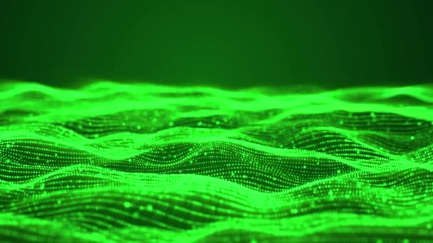 Futuristic Digital Line Particle Wave Lights Background Green Lines Digital — Stockvideo