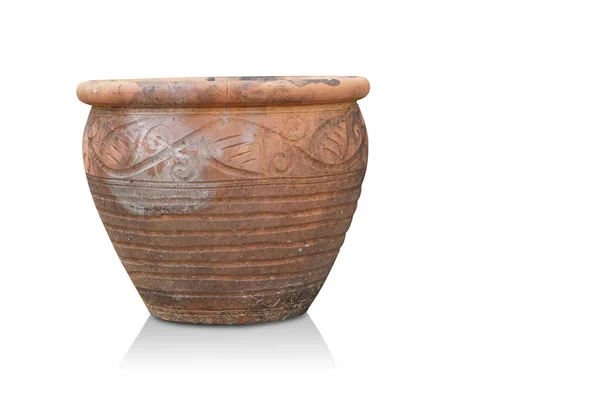 孤立した背景 オブジェクト コピースペースの古い茶色の割れた陶器の花瓶 — ストック写真