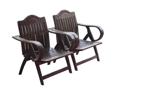 アンティーク2つの茶色の木製の椅子白い背景 ヴィンテージ レトロ オブジェクト テンプレート バナー コピースペース — ストック写真