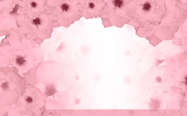 粉红玫瑰花束上的粉红玫瑰花和粉红的模糊框架背景 情人节 复制空间 — 图库照片