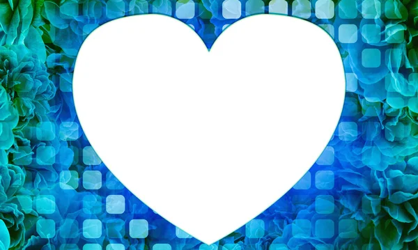 Beyaz Kalp Gradyan Soluk Yuvarlak Dikdörtgen Üzerinde Bulanık Yeşil Mavi — Stok fotoğraf