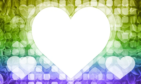 Přední Pohled Velké Bílé Srdce Centrum Rozmazané Srdce Malých Srdcích — Stock fotografie