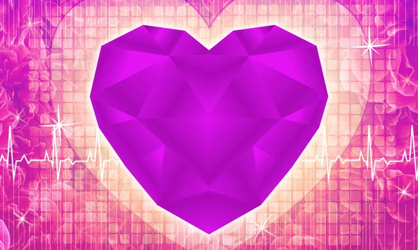 Corações Polígono Roxo Borrão Retângulo Arredondado Linhas Pulso Rosa Violeta — Fotografia de Stock