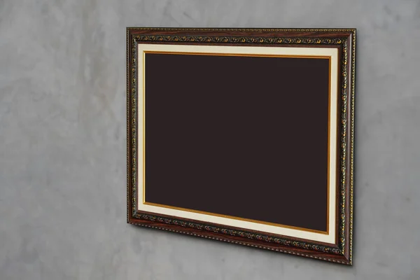 Bruin Papier Bruin Goud Rechthoek Frame Cementwand Achtergrond Object Decor — Stockfoto