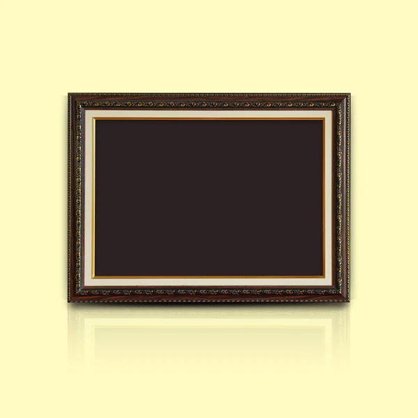 Καφέ Χαρτί Καφέ Και Χρυσό Ορθογώνιο Πλαίσιο Κίτρινο Φόντο Αντικείμενο — Φωτογραφία Αρχείου