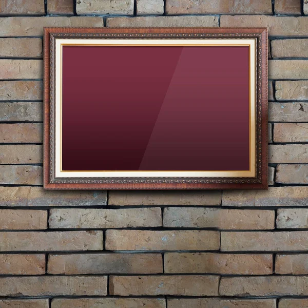 Vooraanzicht Verloop Rood Papier Bruin Goud Rechthoekig Frame Oude Baksteen — Stockfoto
