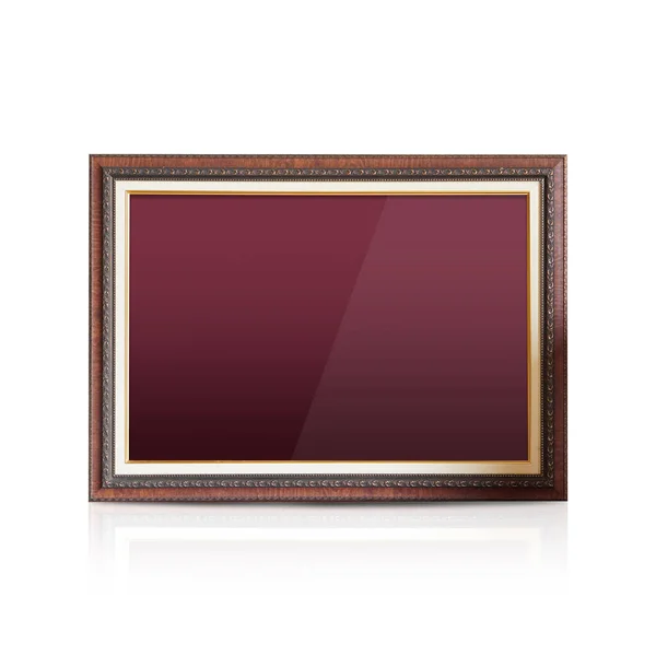 Vista Frontale Carta Rossa Cornice Rettangolare Marrone Sfondo Bianco Oggetto — Foto Stock