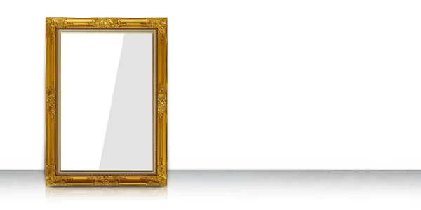 Vooraanzicht Wit Grijs Papier Gouden Rechthoekig Frame Geplaatst Grijze Vloer — Stockfoto