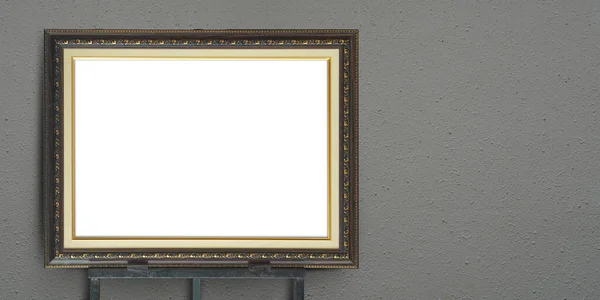 Vooraanzicht Wit Papier Gouden Bruine Houten Rechthoekige Frame Zwarte Stalen — Stockfoto
