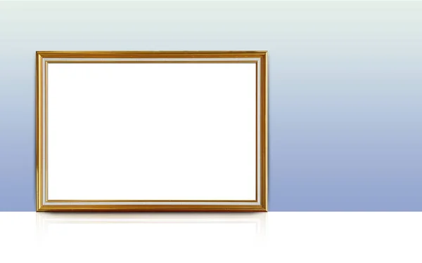 Vooraanzicht Wit Papier Gouden Rechthoekig Frame Geplaatst Witte Vloer Blauwe — Stockfoto