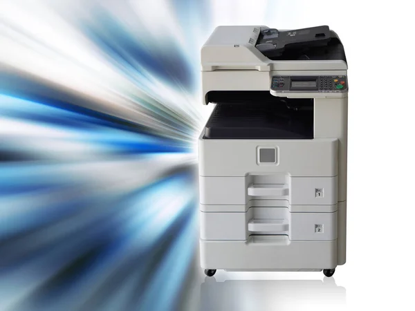 Sağ Görünüm Mavi Beyaz Siyah Fotokopi Makinesi Siyah Hız Lazer - Stok İmaj