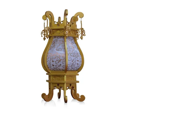 Белая Золотая Деревянная Лампа Белом Фоне Объект Декор Мода Подарок — стоковое фото