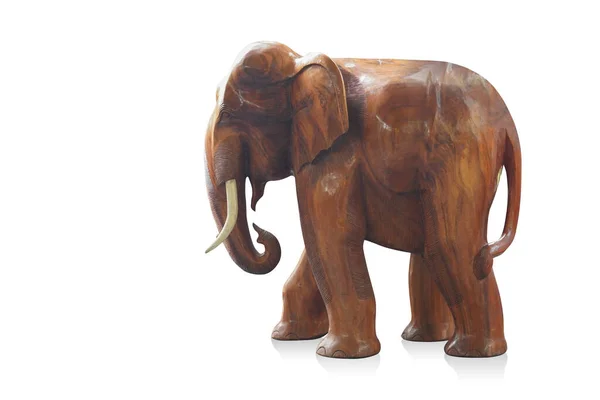 Side Right View Brown Elephant Wooden Sculpture White Background Object Royalty Free Stock Photos