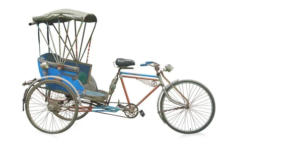Antico Vecchio Triciclo Tailandese Sfondo Bianco Oggetto Trasporto Vintage Spazio — Foto Stock
