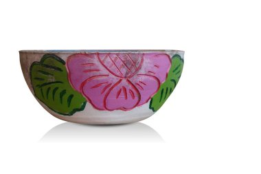 Beyaz arkaplanda eski beyaz ve pembe tencere, nesne, dekor, eski, dekorasyon, kopyalama alanı