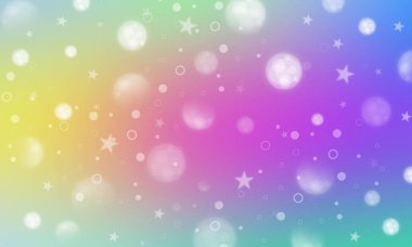 Beyaz baloncuklar ve beyaz yıldızlar rengarenk arkaplan, dekor, şablon, moda, hediye, sevgililer günü, aşk, tatil, kopyalama alanı