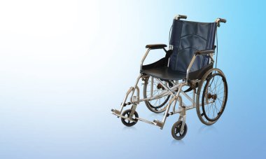 gradyan beyaz ve mavi arkaplandaki eski mavi tekerlekli sandalyeler, nesne, konfor, seyahat, gezi, teknoloji, koltuk, hastane, eski, antika, kopyalama alanı