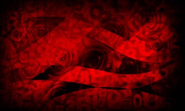 Bulanık güller, çiçekler ve bulanık numaralar gradyan kırmızı ve siyah arkaplan, pankart, şablon, sayı, arkaplan, aşk, sevgililer günü, kopyalama alanı üzerine kaplıdır