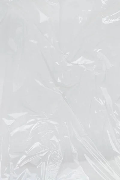 Vertikal Transparenter Faltiger Kunststoff Weißer Kunststoff Oder Polyethylen Beutelstruktur Makro — Stockfoto