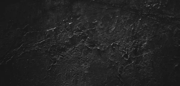 Black Background Natural Paintbrush Stroke Textured Cement Stone Old Horror — Stock Photo, Image