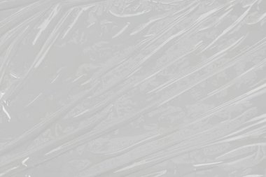 Beyaz plastik kırışık veya polietilen çanta dokusu, makro, beyaz arkaplan