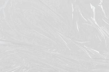 Plastik kırışık, beyaz plastik veya polietilen çanta dokusu, makro, beyaz arkaplan