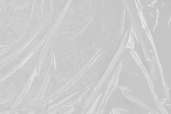 Пластиковые Морщинистые Белый Пластик Полиэтиленовый Пакет Текстуры Макрос Белый Фон — стоковое фото