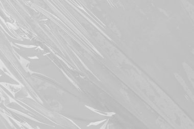 Beyaz plastik veya polietilen çanta dokusu, Şeffaf kırışık plastik, makro, beyaz arkaplan