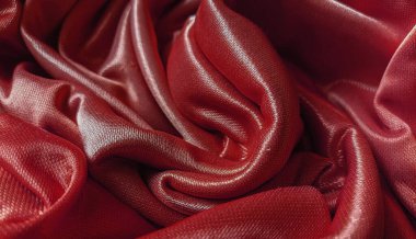 Doku kırmızı keten kumaş, buruşuk keten arka plan