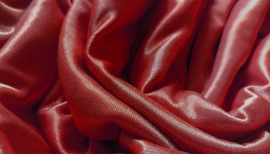 Doku kırmızı keten kumaş, buruşuk keten arka plan