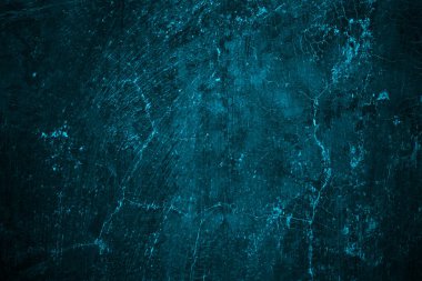 Arka plan için mavi duvar korkutucu dokusu. Koyu mavi çatlamış çimento