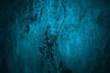 Arka plan için mavi duvar korkutucu dokusu. Koyu mavi çatlamış çimento