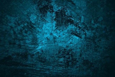 Arka plan için mavi duvar korkutucu dokusu. Koyu mavi çatlamış çimento