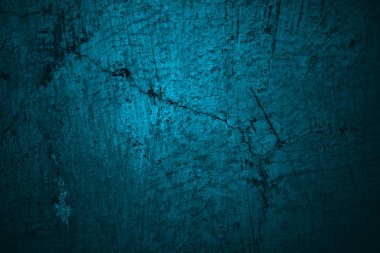 Arka plan için mavi duvar korkutucu dokusu. Koyu mavi çatlamış çimento