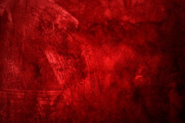 Kırmızı duvar dokusu arka plan. Arka plan için korkunç kırmızı duvar, eski püskü kan boyası ve alçı çatlakları..