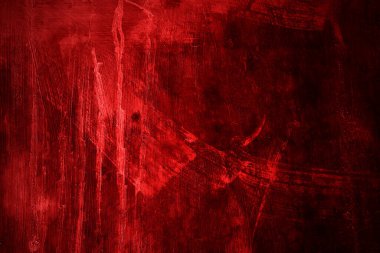 Kırmızı duvar dokusu arka plan. Arka plan için korkunç kırmızı duvar, eski püskü kan boyası ve alçı çatlakları..
