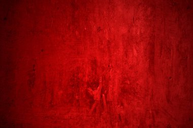 Kırmızı duvar dokusu arka plan. Arka plan için korkunç kırmızı duvar, eski püskü kan boyası ve alçı çatlakları..