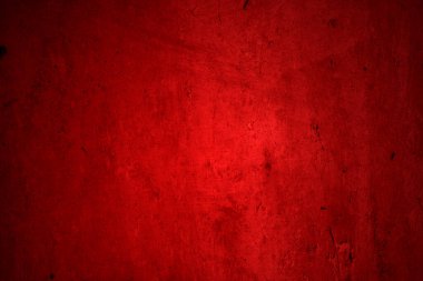 Kırmızı duvar dokusu arka plan. Arka plan için korkunç kırmızı duvar, eski püskü kan boyası ve alçı çatlakları..