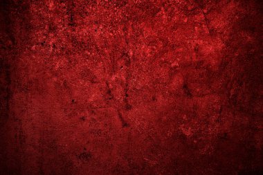 Kırmızı duvar dokusu arka plan. Arka plan için korkunç kırmızı duvar, eski püskü kan boyası ve alçı çatlakları..