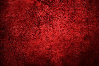 Kırmızı duvar dokusu arka plan. Arka plan için korkunç kırmızı duvar, eski püskü kan boyası ve alçı çatlakları..