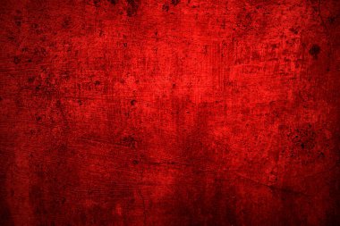 Kırmızı duvar dokusu arka plan. Arka plan için korkunç kırmızı duvar, eski püskü kan boyası ve alçı çatlakları..