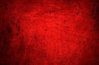 Kırmızı duvar dokusu arka plan. Arka plan için korkunç kırmızı duvar, eski püskü kan boyası ve alçı çatlakları..