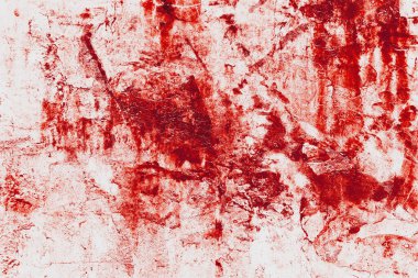 Koyu kırmızı lekeli eski beton zemin ve duvar - Korkunç Grunge Dehşet Atmosferi